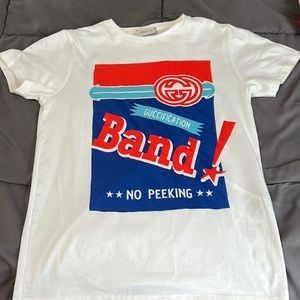 Gucci White Tee with Red and Blue Graphic
